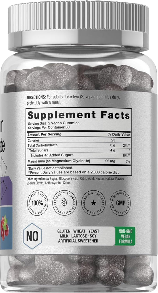 Horbäach Magnesium Bisglycinate Gummies | 60 Count | Vegan, Non-GMO, Gluten Free Supplement