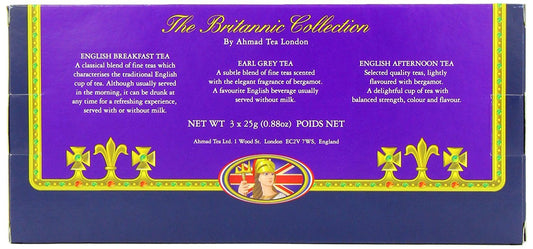 Ahmad Tea Britannia Collection, Loose Tea, Three Variety Flavors, 3 Count Box Of 0.88 Ounce Tin