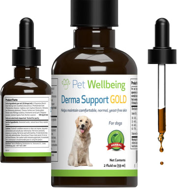 Pet Wellbeing Derma Support Gold For Dogs - Vet-Formulated - Normal Skin Yeast Balance, Skin Itching & Odor - Natural Herbal Supplement 2 Oz (59 Ml)