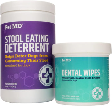 Pet Md Stool Eating Deterrent & Dental Wipes
