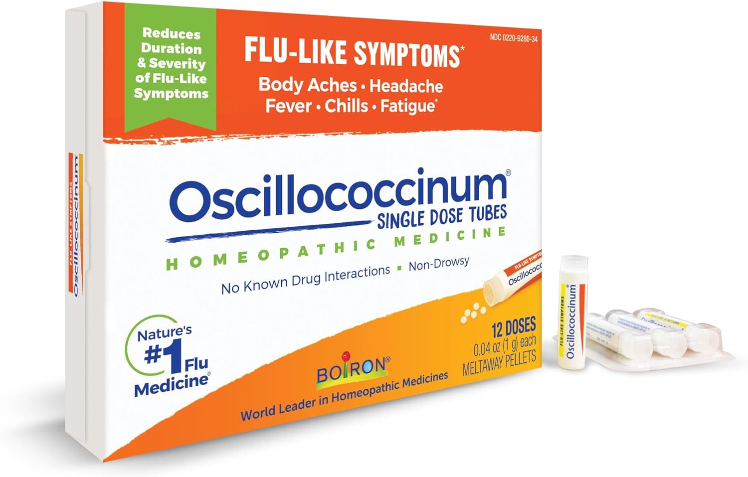 Boiron Oscillococcinum Natural Relief For Flu-Like Symptoms Of Body Aches, Headache, Fever, Chills, And Fatigue - 12 Doses