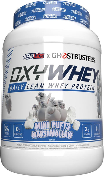 Ehp Labs X Ghostbusters Oxywhey Whey Protein Isolate Powder - 25G Of Whey Isolate Protein Powder, Meal Replacement Shake, Sugar Free Protein Powder - 25 Serves (Mini Pufts Marshmallow)