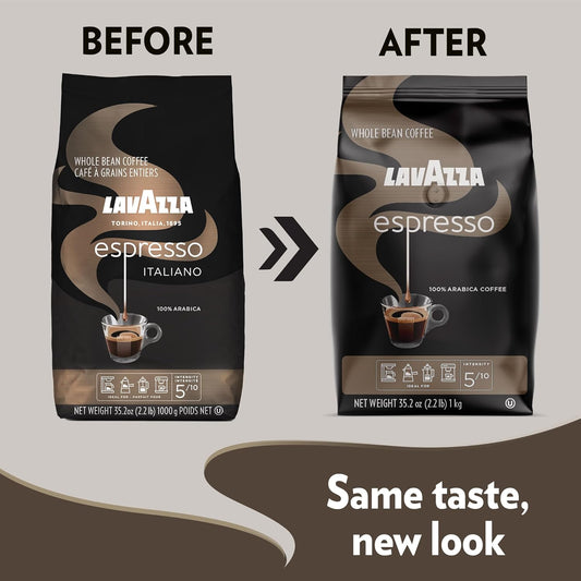 Lavazza Espresso Whole Bean Coffee Blend, Medium Roast, 2.2 Pound Bag (Packaging May Vary) Premium Quality, Non Gmo, 100% Arabica, Rich Bodied