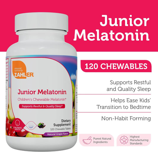 Zahler 1Mg Children'S Melatonin For Kids - Sleep Support And Quality Rest For Ages 4+ Natural Grape Flavor - Non Gmo Gluten Free Kosher Low Dose Childrens Melatonin 1 Mg, 120 Chewable Tablets