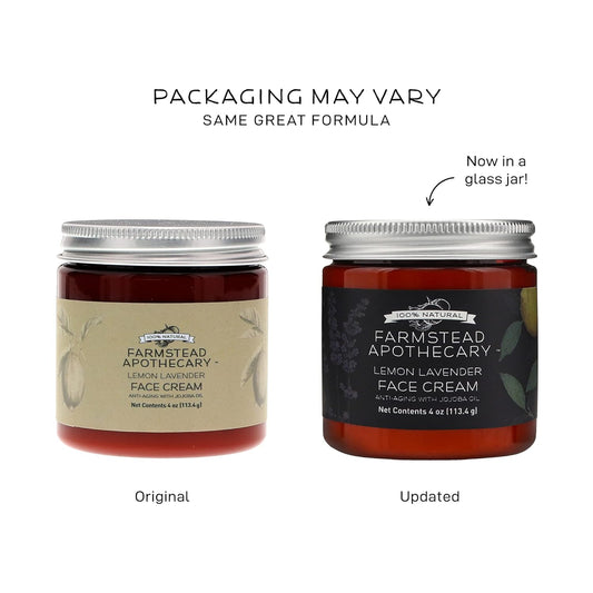 Farmstead Apothecary 100% Natural Anti-Aging Face Cream With Jojoba Oil, 4 Oz (Lemon Lavender)