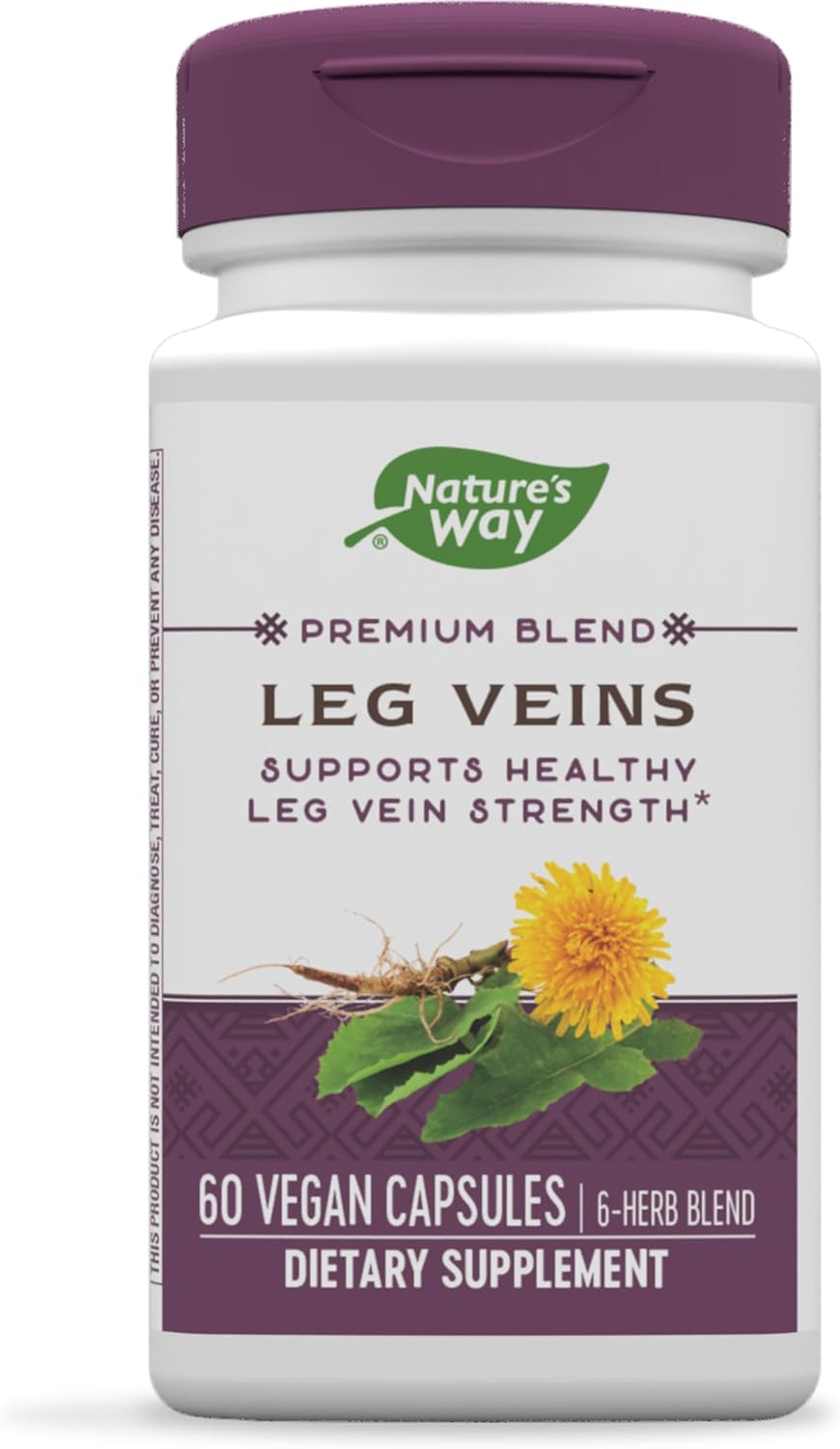 Nature's Way Leg Veins Support Blend, Horse Chestnut, Grape Seed Extract, and Cayenne Pepper for Leg Vein Support, Vegetarian, 60 Capsules