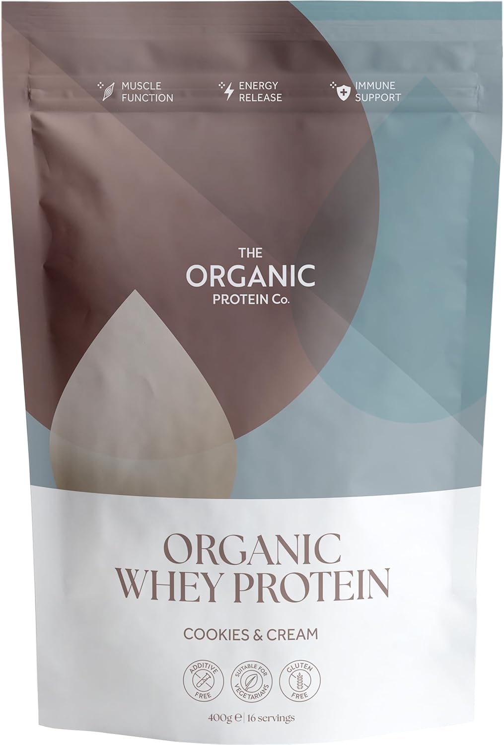 The Organic Protein Co - Cookies & Cream Organic Whey Protein Powder | Additive Free, Undenatured, Bioactive, Upf Free, No Emulsifiers, Primarily Grass Fed, Vegetarian, Gluten Free – 400G