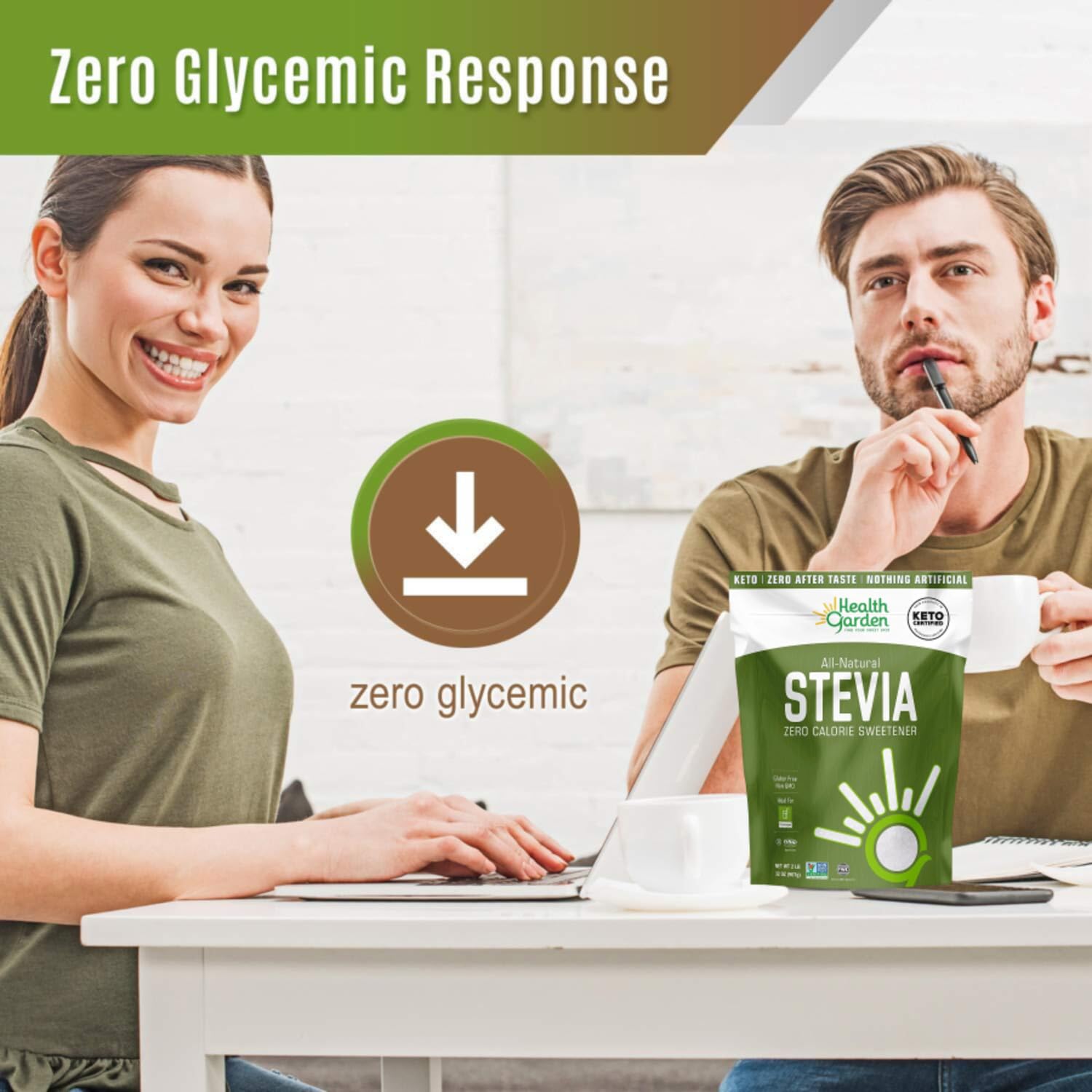 Health Garden Stevia Sweetener Powder - 4:1 Sugar Substitute - All Natural - Gluten Free - Keto Friendly - Tastes Like Sugar (2 Lbs) : Grocery & Gourmet Food