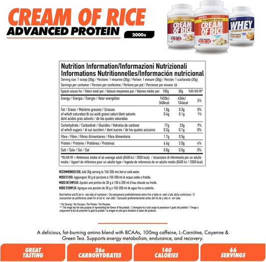 Per4M Cream Of Rice | 15 Servings | High Carbohydrate Cream Of Rice | Breakfast Replacement | Low Sugar Gym Supplements 450G New Improved Formula (Cookies & Cream, 450G)