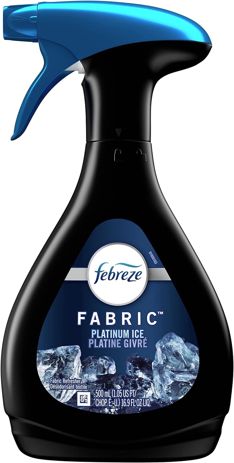 Febreze Fabric Refresher, Odor Fighting and Deodorizing, Platinum Ice Scent, for Carpets, Upholstery, Bedding and More, 16.9 oz. (Pack of 2)