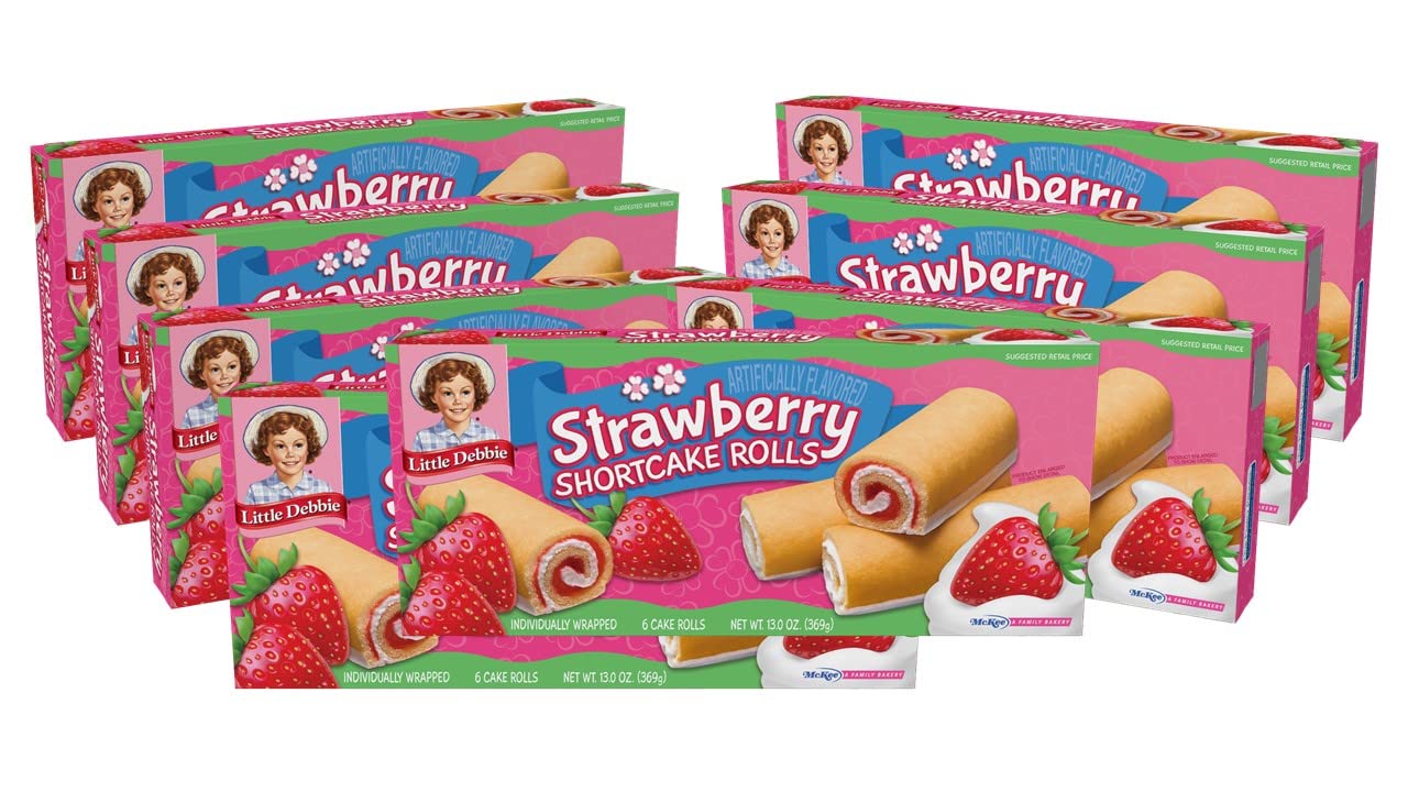Little Debbie Strawberry Shortcake Rolls, 48 Individually Wrapped Cake Rolls (8 Boxes)