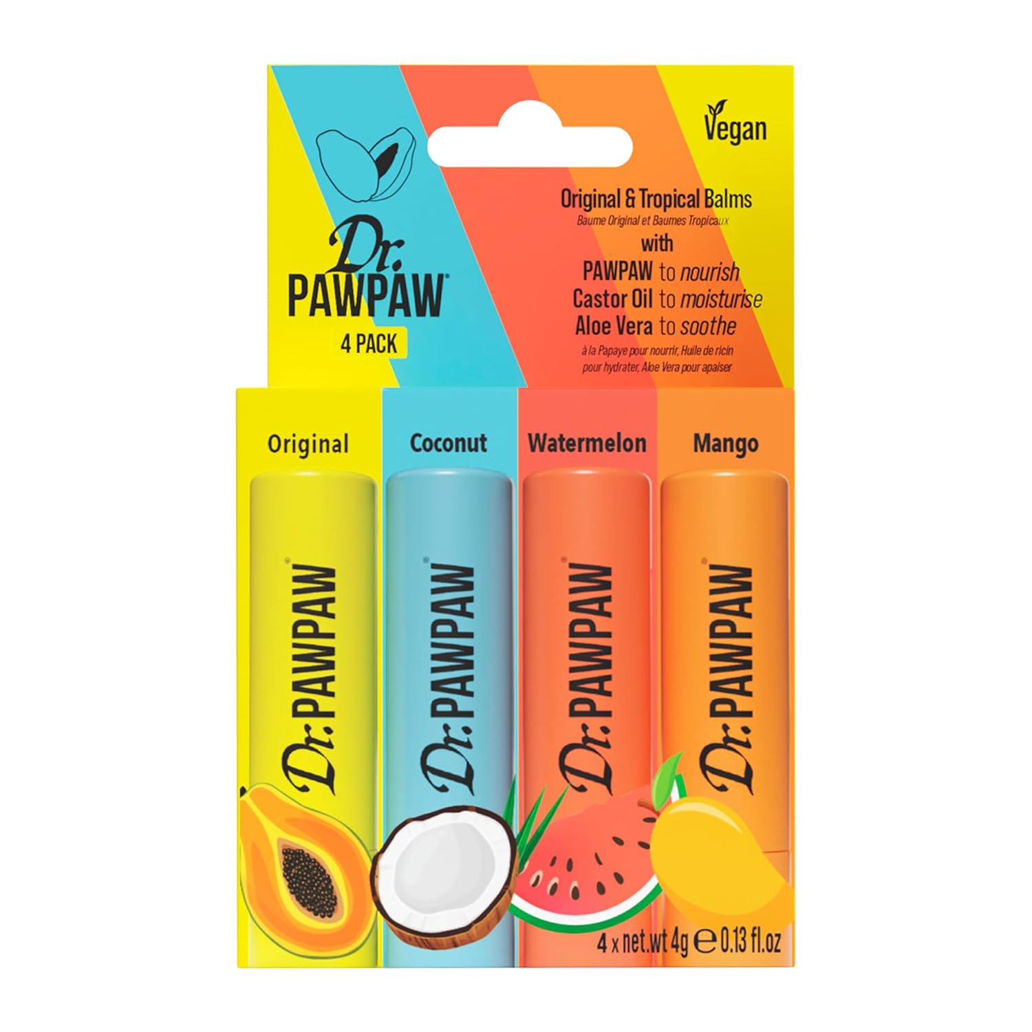 Dr. Pawpaw Lip Balm - Hydrating Lip Balm Moisturizer With Aloe Vera For Deep Nourishment - Castor Oil Enriched - Mango - 0.13 Oz