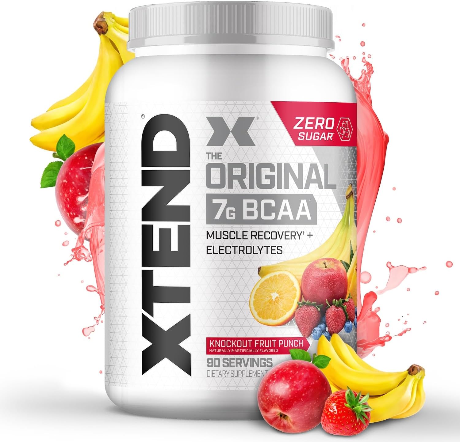 Xtend Original Bcaa Powder Knockout Fruit Punch | Sugar Free Post Workout Muscle Recovery Drink With Amino Acids | 7G Bcaas For Men & Women | 90 Servings