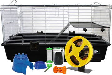 Colossal Castle Hamster Cage Set - New Hamster Supply Starter Package Kit - Includes Cage, Exercise Wheel, Food Dish, Water Bottle, Accessories