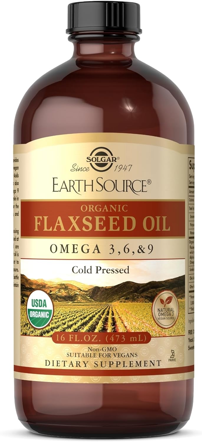 Solgar Earth Source Organic Flaxseed Oil - 16 fl oz - Cold Pressed - O