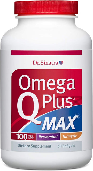 Dr. Sinatra Omega Q Plus MAX ? Advanced Heart Health and Healthy Aging Support with 100mg of CoQ10 and Turmeric (60 softgels | 30-Day Supply)