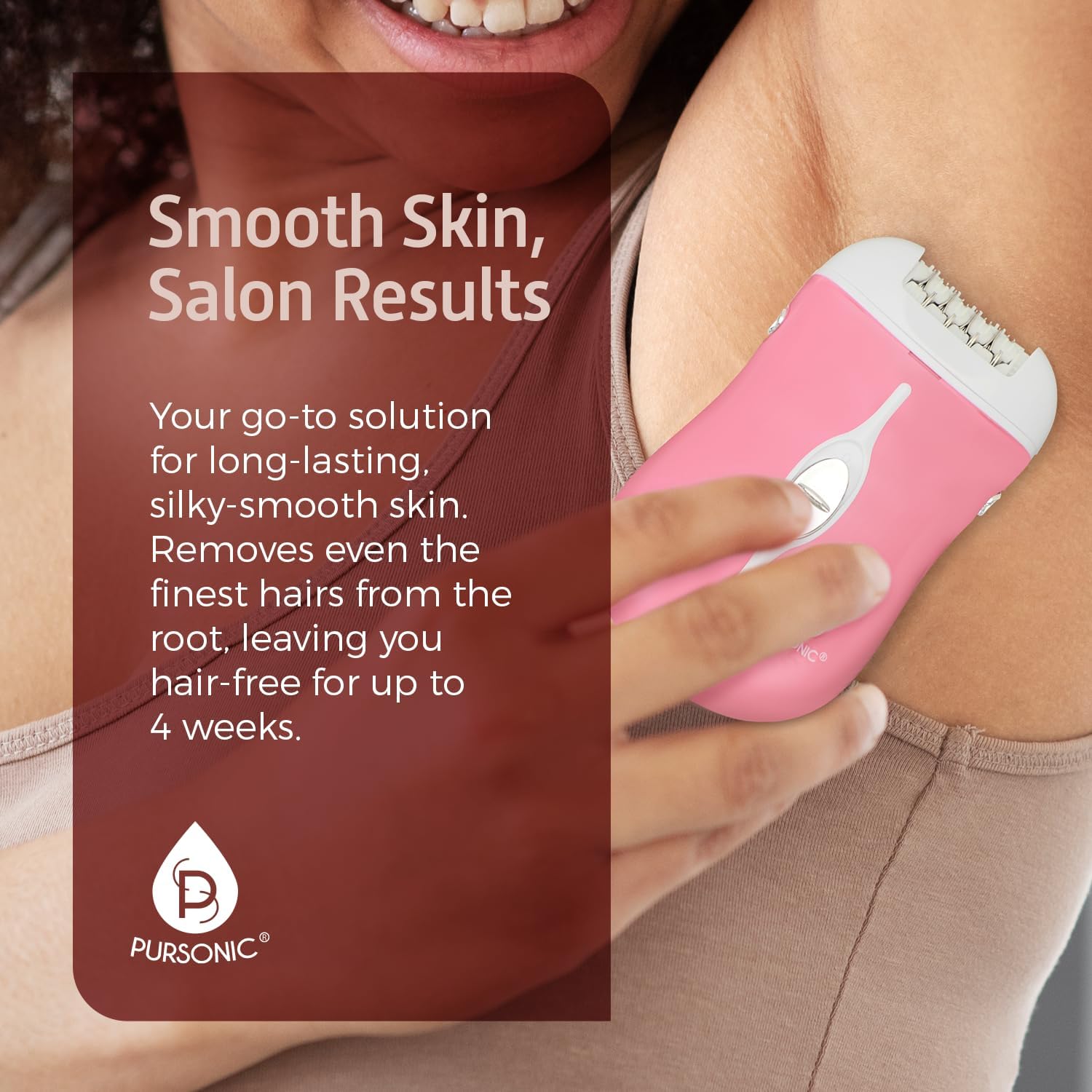 Pursonic Fe120P Cordless Epilator With 40 Tweezers - Rechargeable 2 Speed Epilators Hair Removal For Women - Compact Hair Removal Device For Arms, Legs, Underarms & Bikini Area (Pink) : Beauty & Personal Care