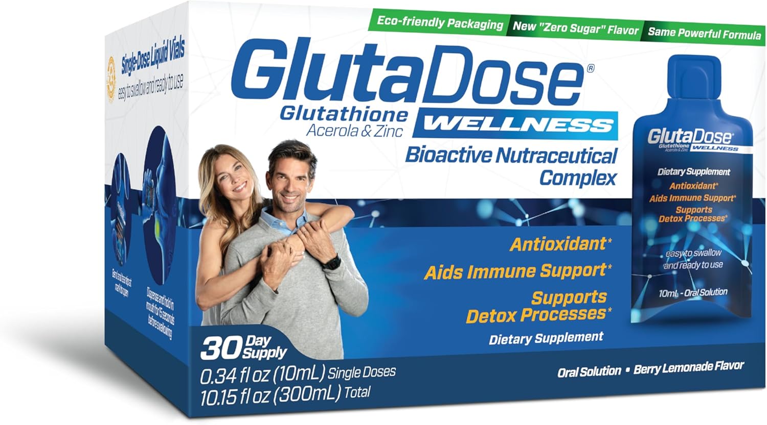 Liquid Glutathione Supplement, Lemon Berry Flavored Acerola Energy Booster W/Zinc, Daily Vitamins & Minerals Blended In Liquid Vials, Everyday Auto-Immune Support For Adults