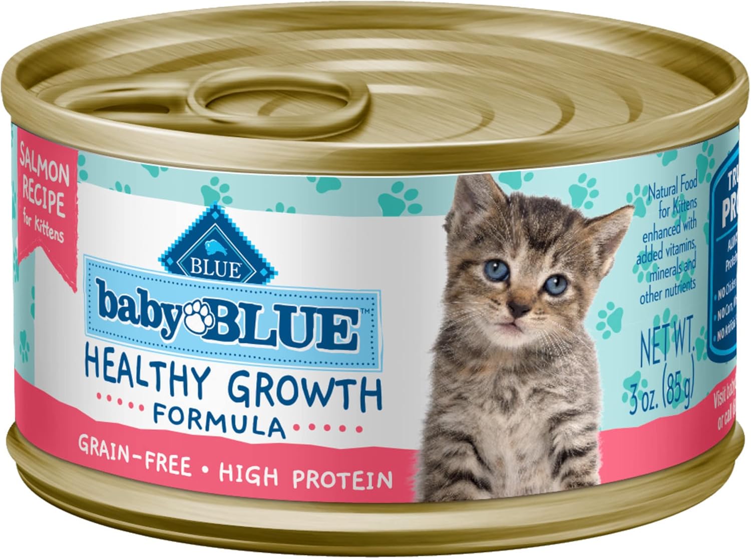 Blue Buffalo Baby Blue Natural Grain-Free Wet Food For Kittens, Healthy Growth Formula With Dha, High-Protein Salmon Paté, 3 Oz. Can