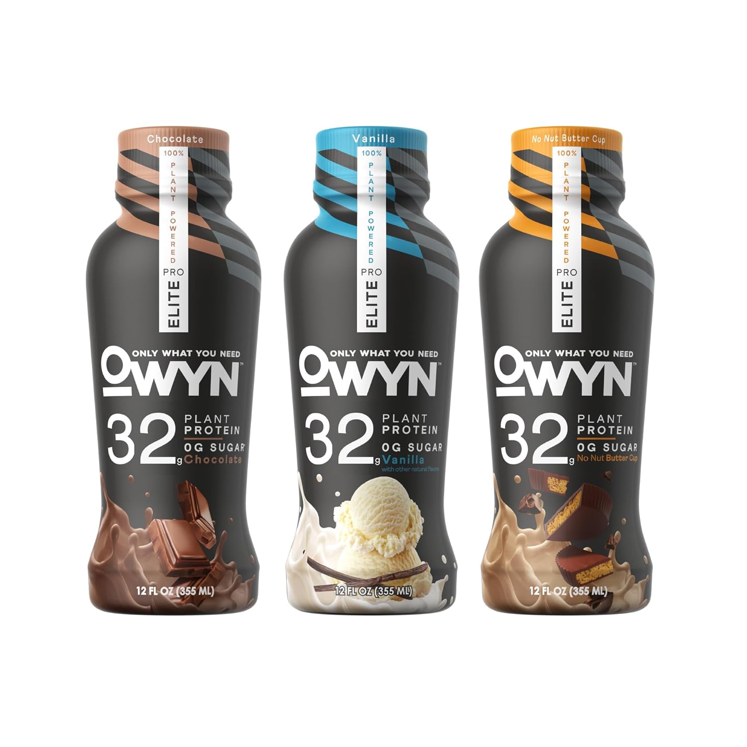 Owyn Only What You Need Pro Elite Vegan High Protein Keto Shake, 32G Protein, 9 Amino Acids, Omega-3, Prebiotics, Workout And Recovery, 0G Net Carbs, Zero Sugar (Variety, 12 Fl Oz (Pack Of 12))