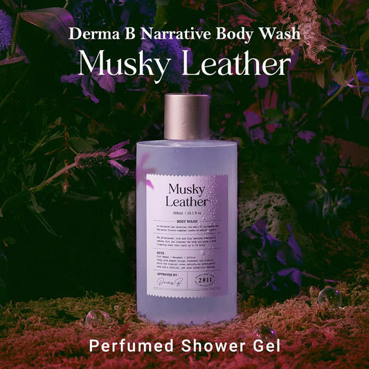 Derma B Narrative Body Wash #Musky Leather, Perfumed Shower Gel, Long-Lasting Scent & Daily Moisturizing pH-Balanced Body Cleanser, Stress-Relief Relaxing Fragrance Kbeauty, 300ml 10.1 Fl Oz
