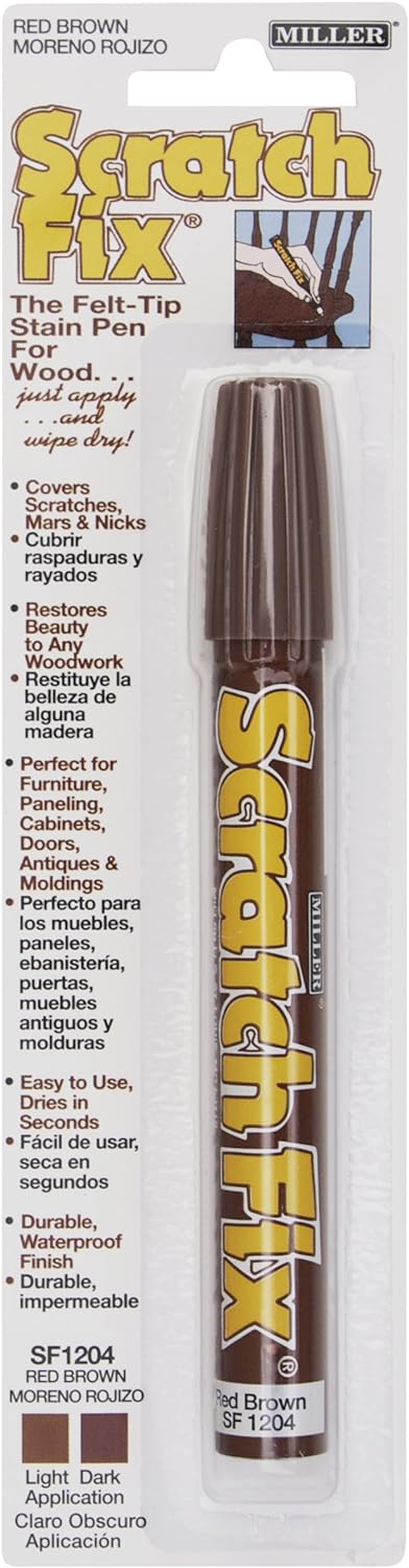 Miller SF1204 Wood Stain Scratch Fix Pen / Wood Repair Marker - Red Brown Wood