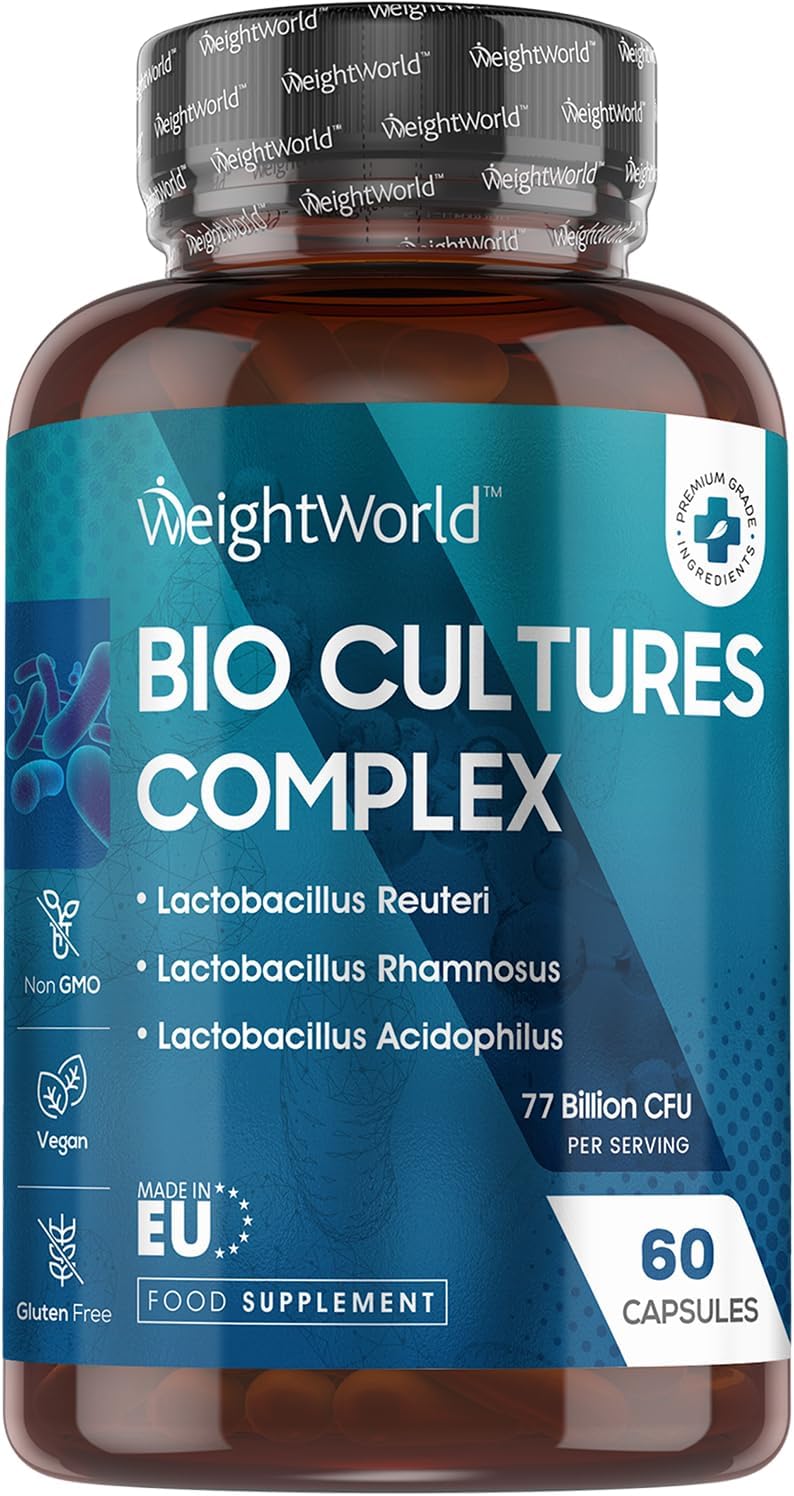 Bio Cultures Complex Probiotics And Prebiotics - 77 Billion Cfu - 20 Live Cultures - 60 Capsules - Strains Like Lactobacillus Acidophilus & Casei - Prebiotic And Probiotic Supplements For Women & Men