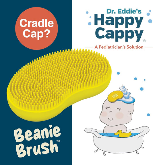 Happy Cappy Beanie Brush - A Pediatrician'S Solution For Babies, Soothes Cradle Cap, Dry Skin - Food Grade Silicone Cradle Cap Brush, Gentle, Safe, Bpa Free