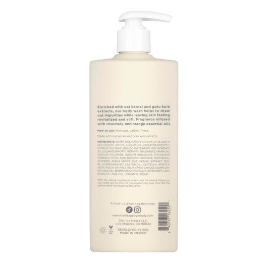 Hairitage Now & Lather Mint & Yuzu Scented Body Wash For Women, Men & Kids - Oat Kernel & Gotu Kola Extracts For All Skin Types - Eucalyptus Oil & Peppermint Oil, 14 Fl Oz