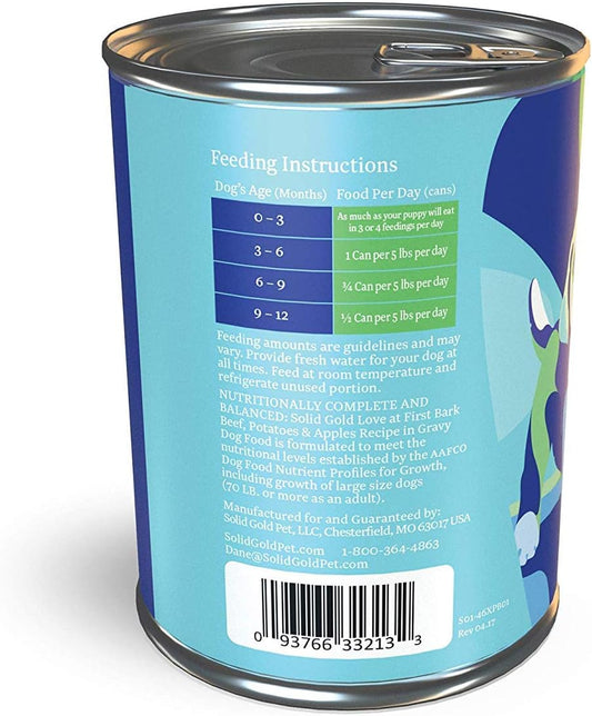 Solid Gold Wet Puppy Food - Made With Real Natural Beef For Puppies- Love At First Bark Grain Free Canned Dog Food For Gut Health, Immune Support And Soft Skin & Coat
