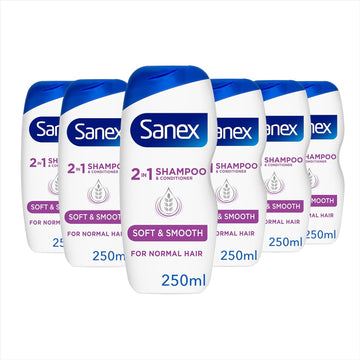 Sanex Nourishing & Gentle Anti-Dandruff Shampoo 250 Ml Pack Of 6, Antibacterial Agent, Dermotologically Tested, Restores Scalp (6 X 250 Ml)