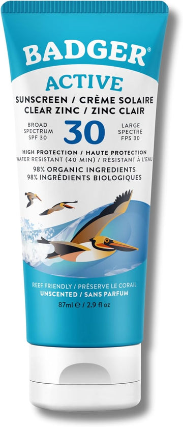 Badger Active Mineral Sunscreen Spf 30 | Broad-Spectrum & Water Resistant | Moisturises & Protects Skin (87 Ml)