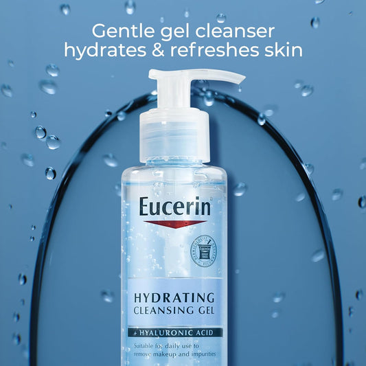 Eucerin Hydrating Cleansing Gel, Daily Face Wash And Makeup Remover Formulated With Hyaluronic Acid, 6.8 Fl Oz Bottle