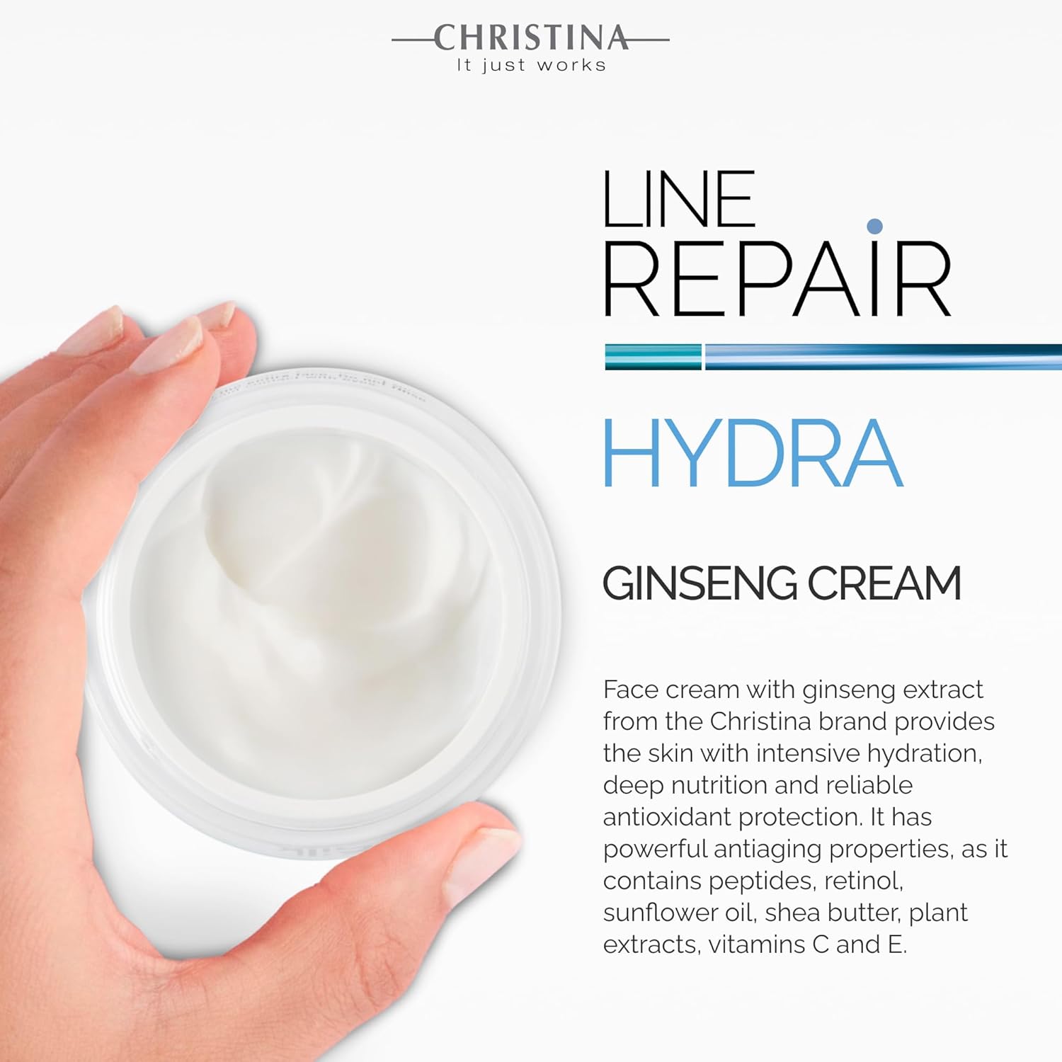 -Christina- Line Repair Ginseng Cream With Ginseng Extract | Vitamin C Face Repair Cream With Squalene | Deeply Nourishes, Stimulates Regeneration, And Enhances Elasticity 50Ml : Beauty & Personal Care