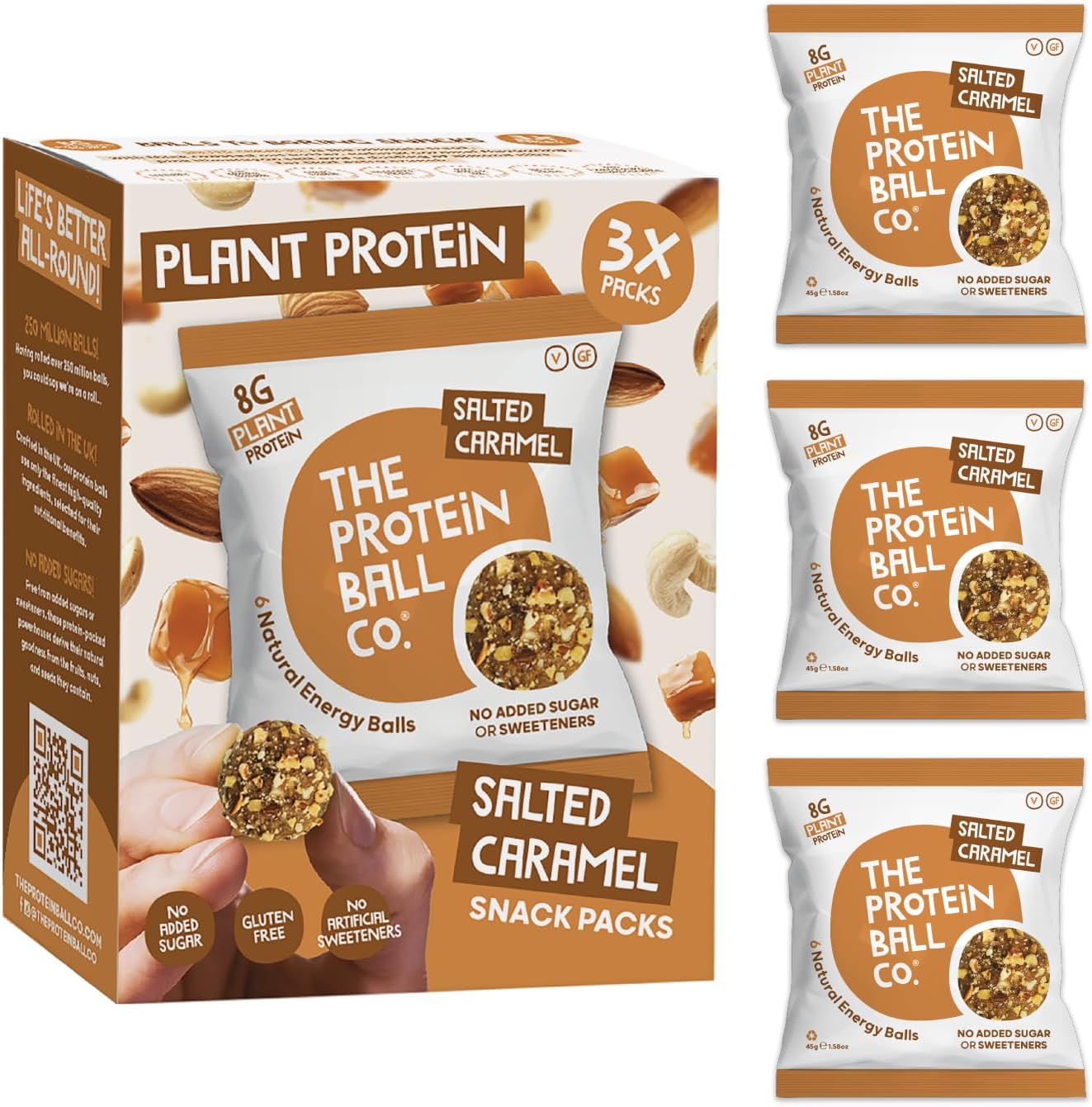 Protein Balls Blueberry Oat Muffin Flavour By The Protein Ball Co- Pack Of 18 Breakfast Balls - 100% Natural Plant Based Vitamin Enriched - 3X45G Bags - High Fibre Gluten Free No Artificial Sweeteners