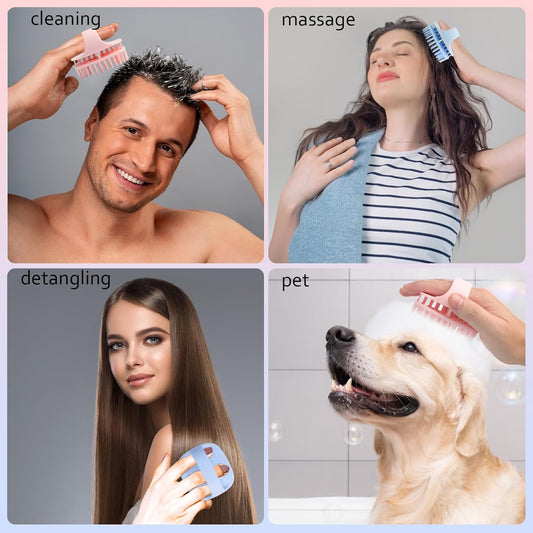 Duaiu Hair Oil Applicator With 2Pcs Scalp Massager, Silicone Root Comb Applicator Bottle And Silicone Shampoo Brush Set, Scalp Scrubber Bottle For Hair Dye And Care