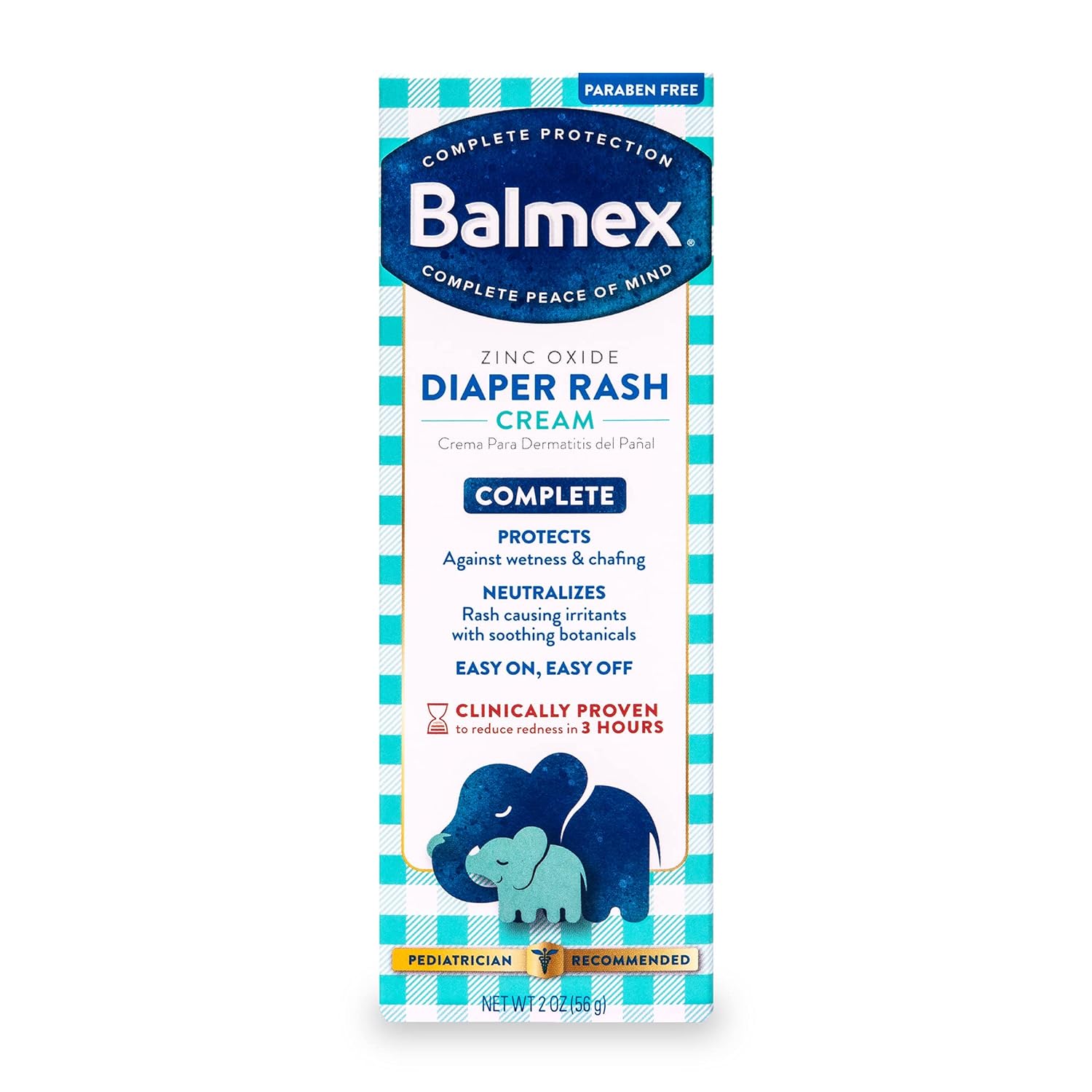 Balmex Complete Protection Baby Diaper Rash Cream With Zinc Oxide + Soothing Botanicals, 2 Ounce