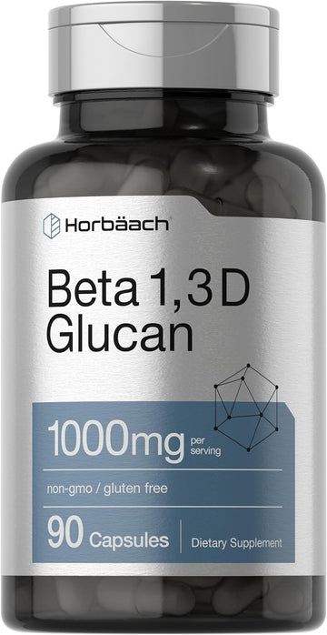 Horbach Beta Glucan 1 3D 1000 mg | 90 Capsules | Beta 1,3, 1,6 D Glucan | Non-GMO, Gluten Free Supplement