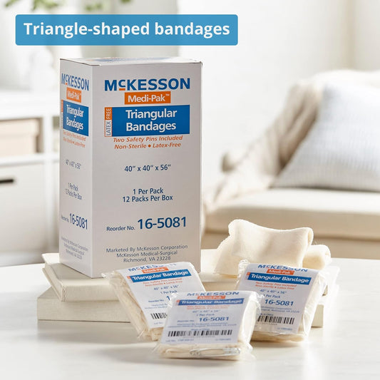 McKesson Triangular Bandage, Latex-Free, Muslin, 40 in x 40 in x 56 in, 12 Count, 1 Pack
