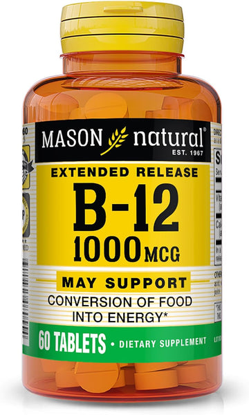 Mason Vitamins B-12 1000Mcg Cyanocobalamin Extended Release Tablets, 60-Count Bottles