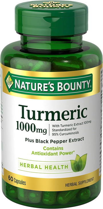 Nature'S Bounty Turmeric With Black Pepper Extract, Supports Antioxidant Health, 1000Mg, 60 Capsules