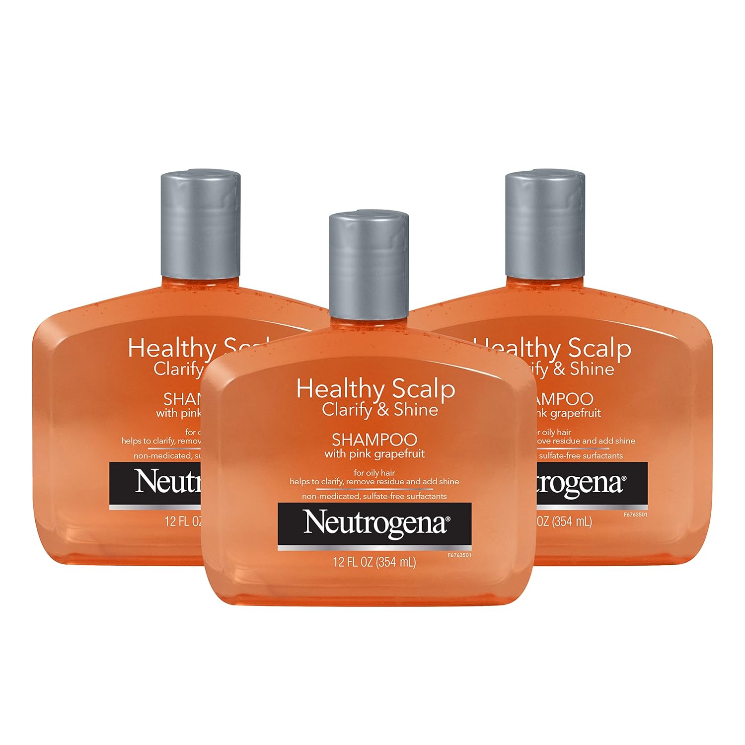 Neutrogena Exfoliating Healthy Scalp Clarify & Shine Shampoo For Oily Hair And Scalp, Anti-Residue Shampoo With Pink Grapefruit, Ph-Balanced, Paraben & Phthalate-No, Color-Safe, 12 Fl Oz (Pack Of 3)