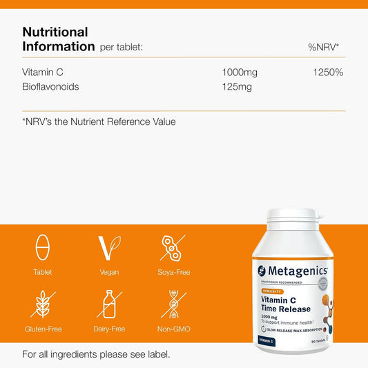 Metagenics Vitamin C Time Release 1000Mg - Supports The Immune System- Optimal Bioavailability And Gentle Digestion - 90 Tablets