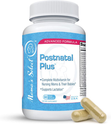 Mama'S Select Postnatal Plus Multivitamin - Postnatal Vitamins For Breastfeeding Moms, Postpartum Vitamins, Lactation Support, Mthfr Safe Breastfeeding Supplements, 60 Gentle Veggie Capsules