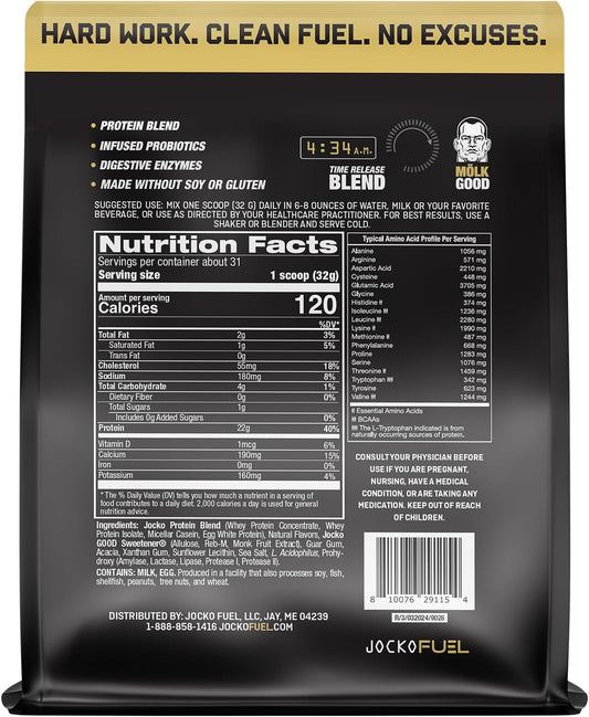 Jocko Mölk Whey Protein Powder 22G Sugar Free Monk Fruit Blend - Muscle Recovery & Growth, Packaging May Vary (31 Servings, Vanilla Milkshake)