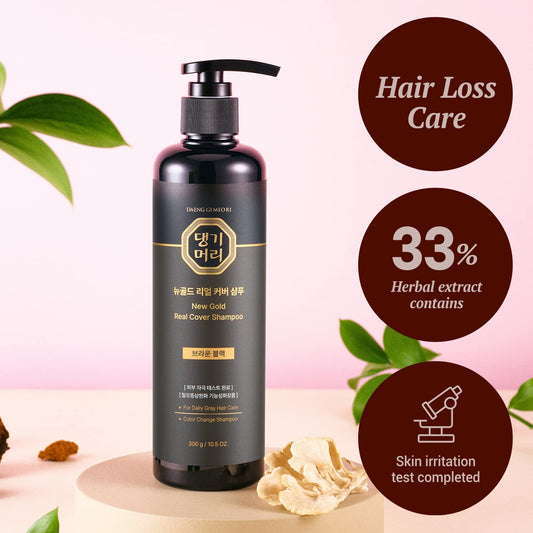 Daeng Gi Meo Ri New Gold Real Cover Shampoo (Brown Black) - 300G: Korean Herbal Hair Care For Gray Hair Coverage & Anti-Hair Loss