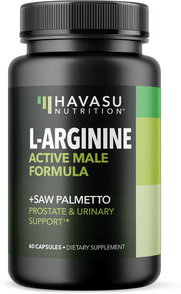 L Arginine Saw Palmetto For Men Prostate Supplement - Nitric Oxide (No) & Prostate Support Supplement For Ultimate Male Health - Endurance Performance & Urinary Health - Vegan, 60 Count 1-Month Supply