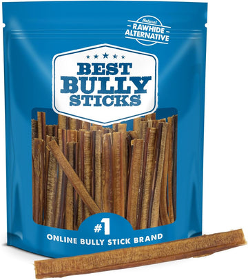 Best Bully Sticks 6 Inch All-Natural Bully Sticks For Dogs - 6” Fully Digestible, 100% Grass-Fed Beef, Grain And Rawhide Free | 50 Pack