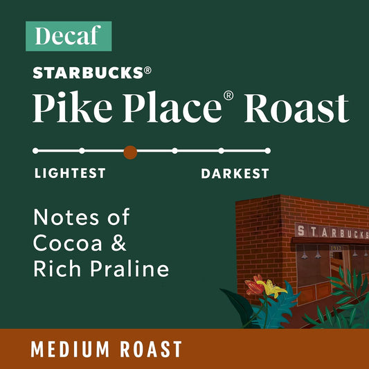 Starbucks Ground Coffee, Medium Roast Coffee, Decaf Pike Place Roast, 100% Arabica, 1 Bag (12 Oz)