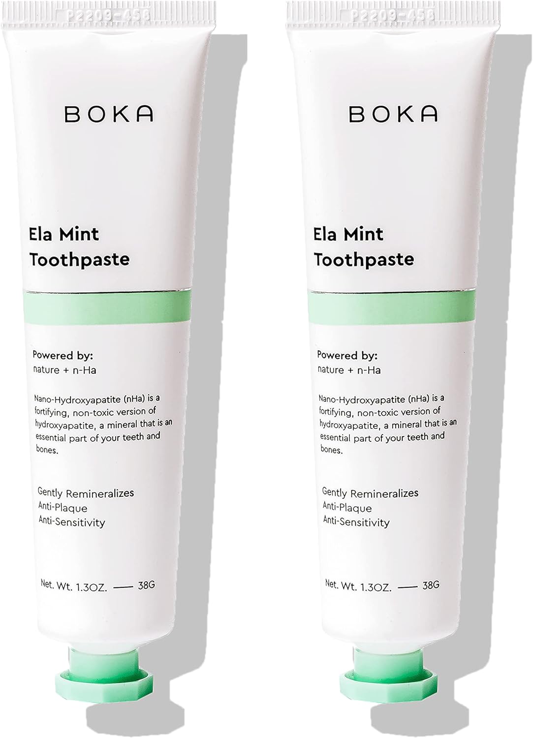 Boka Fluoride Free Travel Size Toothpaste - Nano Hydroxyapatite, Remineralizing, Sensitive Teeth, Whitening - Dentist Recommended for Adult, Kids - Ela Mint Flavor, 1.3 Fl Oz 2Pk - US Manufactured